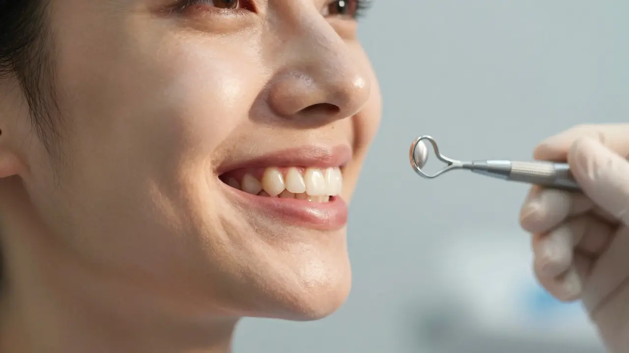 Detail úsměvu s esteticky vyváženými zuby po profesionální korekci.