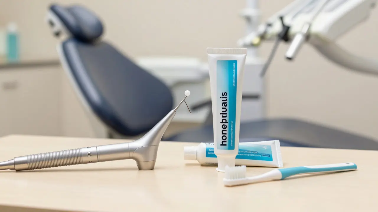 Profesionální dentální nástroje a pasta pro prevenci kamene