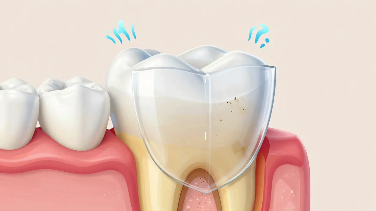 Schéma zubu ukazující sklovinu a dentin