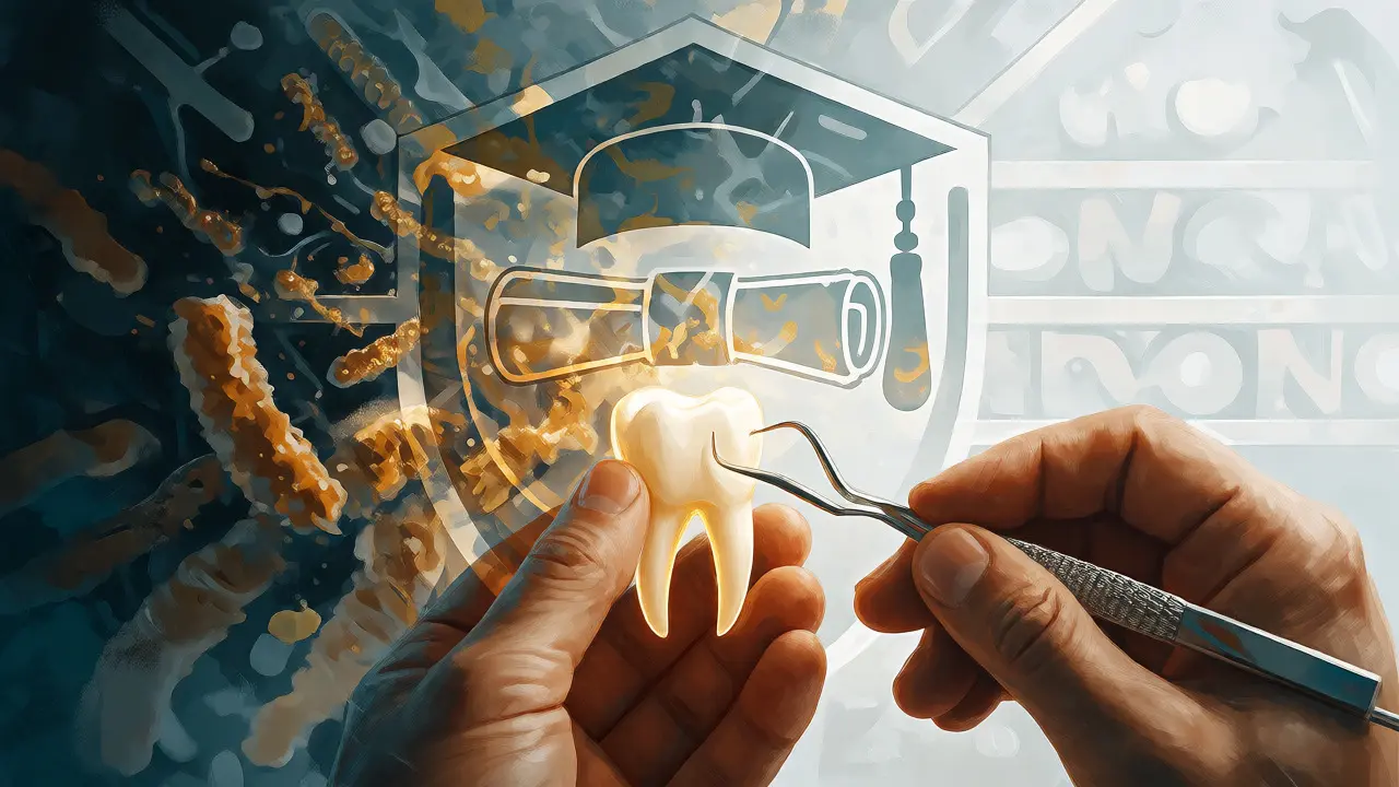 Symbolická ilustrace cesty k titulu dentální hygienistky